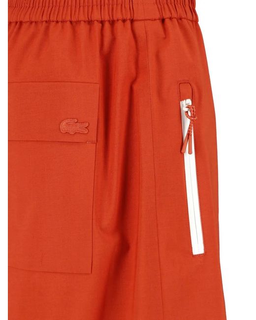 Lacoste Red Wide-Leg Track Pants