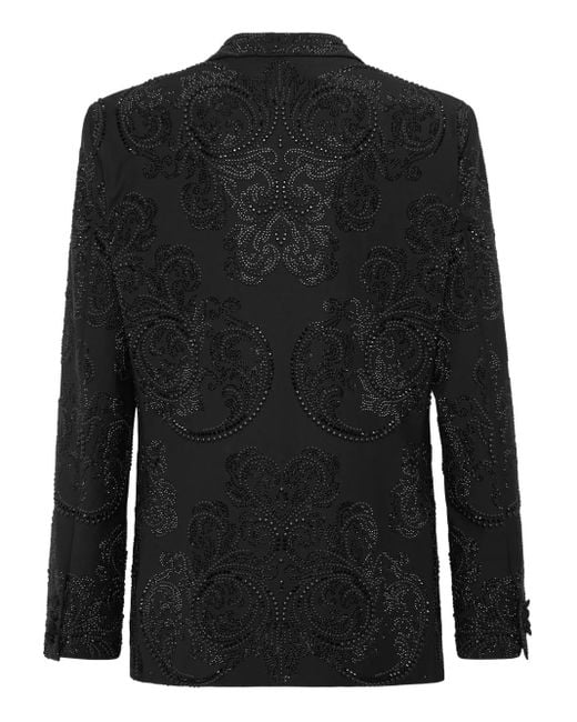 Philipp Plein Black Lord Fit Studs Blazer for men