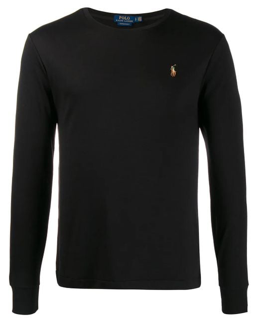 Polo Ralph Lauren Black Logo-Embroidered Long-Sleeve T-Shirt for men