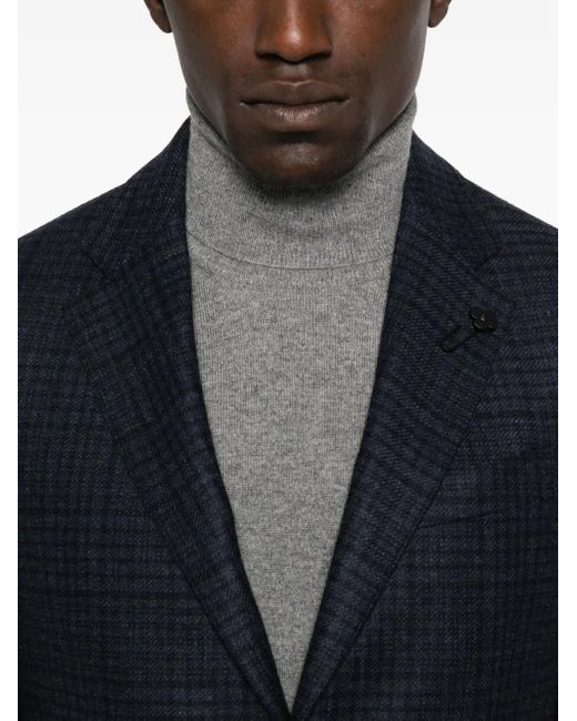 Lardini Blue Checked Patch-Pocket Blazer for men