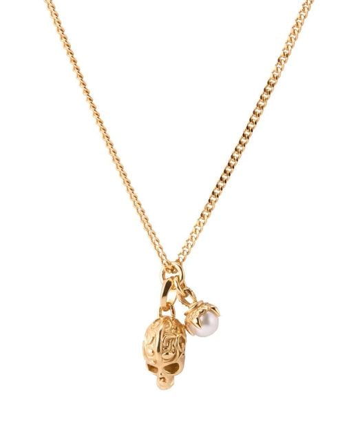 Emanuele Bicocchi Metallic Pearl Skull Necklace