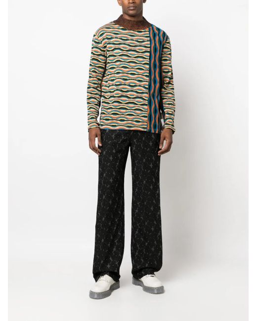 ANDERSSON BELL Green Zigzag Mix-Pattern Jumper for men