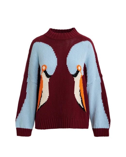 Essentiel Antwerp Red Jinie Intarsia-Knit Sweater