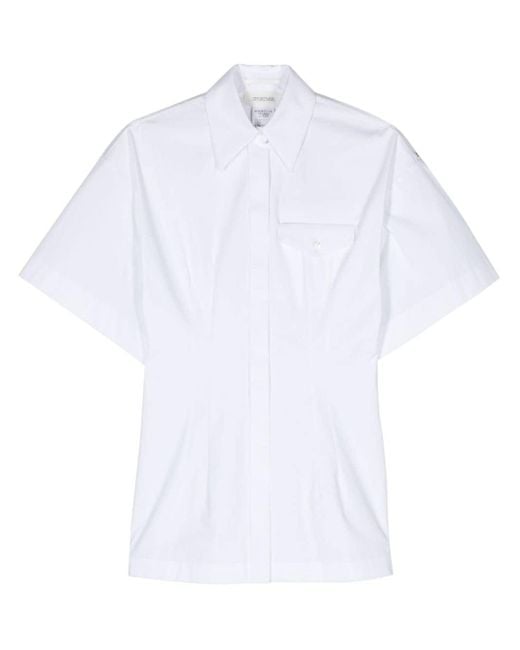Sportmax White Curve Pointed-collar Cotton Shirt