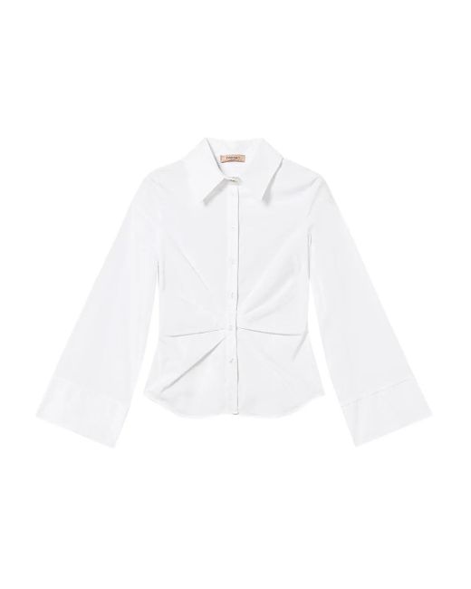 Twinset White Draped Button-Down Shirt