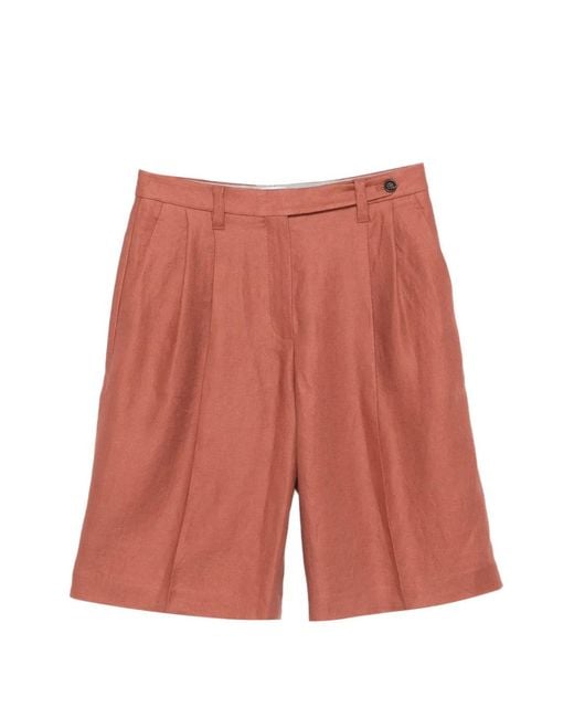 Brunello Cucinelli Red Linen Shorts