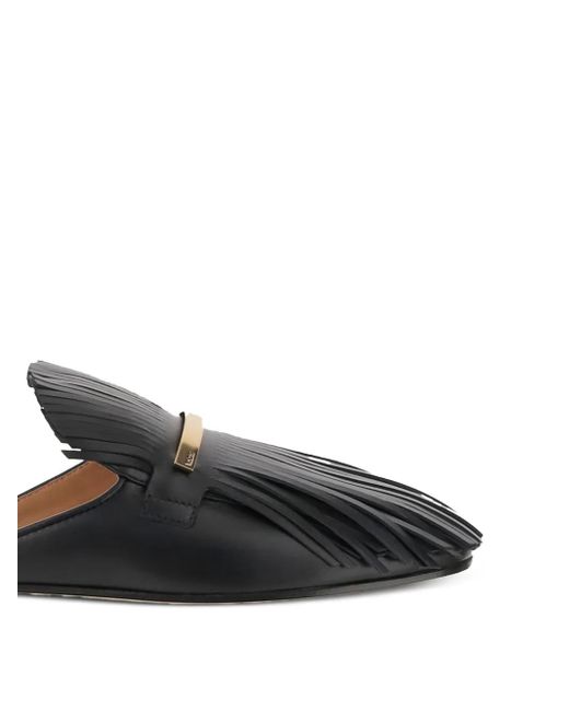 Tod's フリンジ レザーミュール Black
