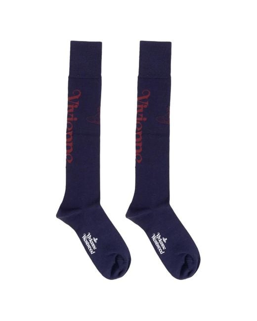 Vivienne Westwood Blue Orb Logo-Embelishment Socks