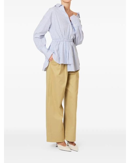 Rosie Assoulin White Elasticated-Waist Striped Top