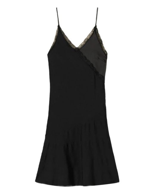 Twinset Black Lace-Trimmed Slip Dress