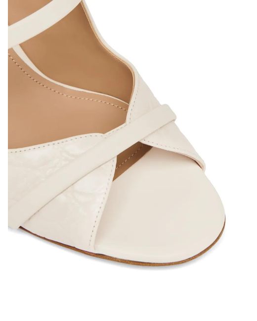 Malone Souliers Natural Croc-Embossed Leather Norah Heeled Sandals 70