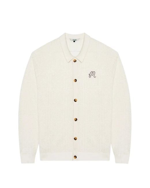 Malbon Golf White Resort Crochet-Knit Cardigan for men