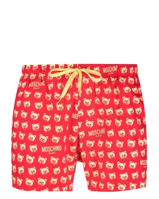 Red moschino swim shorts sale