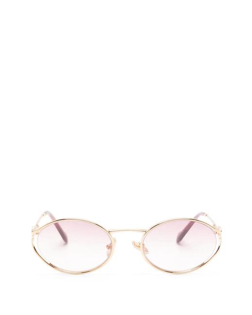 Miu Miu Natural Logo-Plaque Oval-Frame Sunglasses