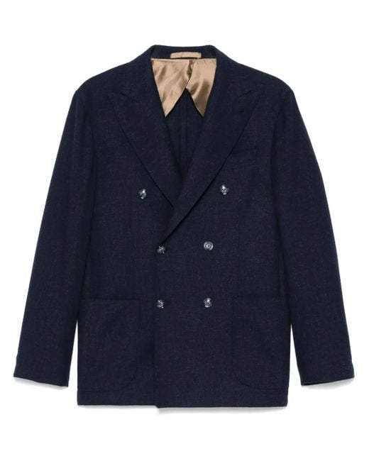 Barba Napoli Blue Mélange-Effect Blazer for men