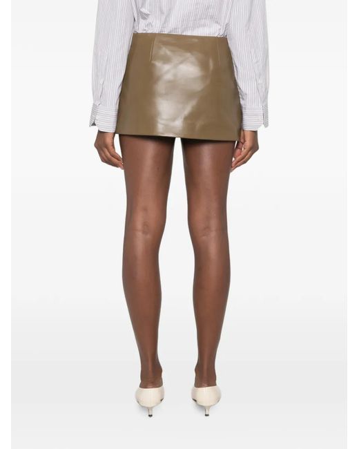 Khaite Brown Leather Mini Skirt