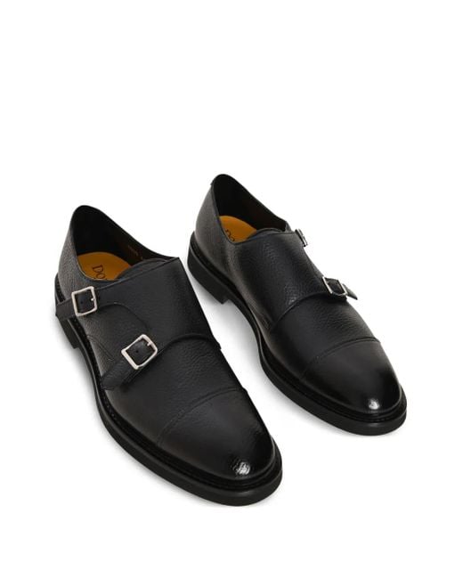 Doucal's Black Buckled Leather Shoes for men