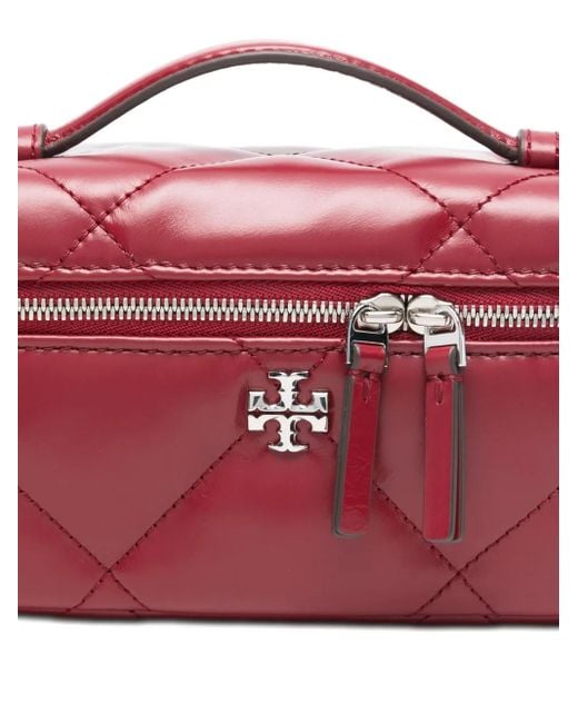 Tory Burch Red Kira Quilted-Pattern Tote Bag