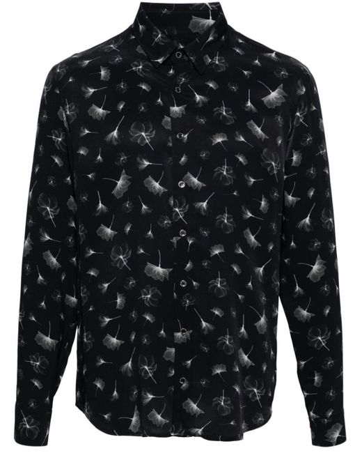 Patrizia Pepe Black Floral-print Twill Shirt for men