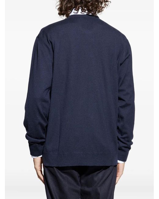 Eleventy Blue Round-Neck Long-Sleeve Sweater for men