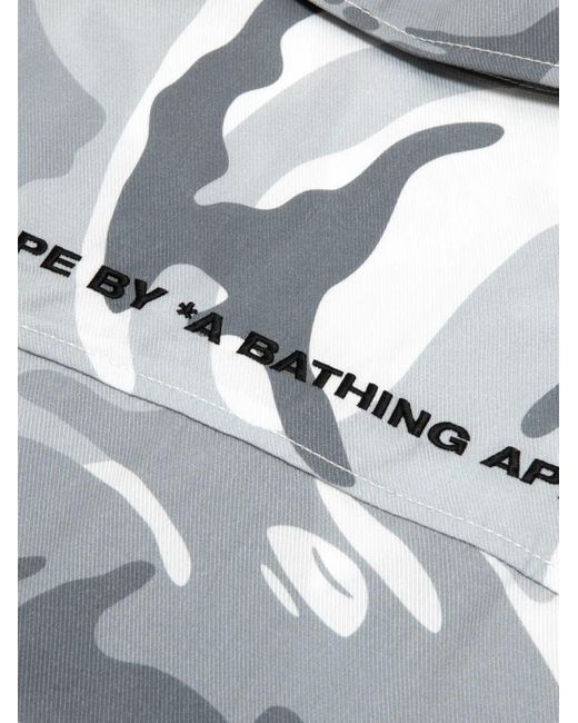 Aape By A Bathing Ape Gray Camouflage-Print Short-Sleeve Shirt for men