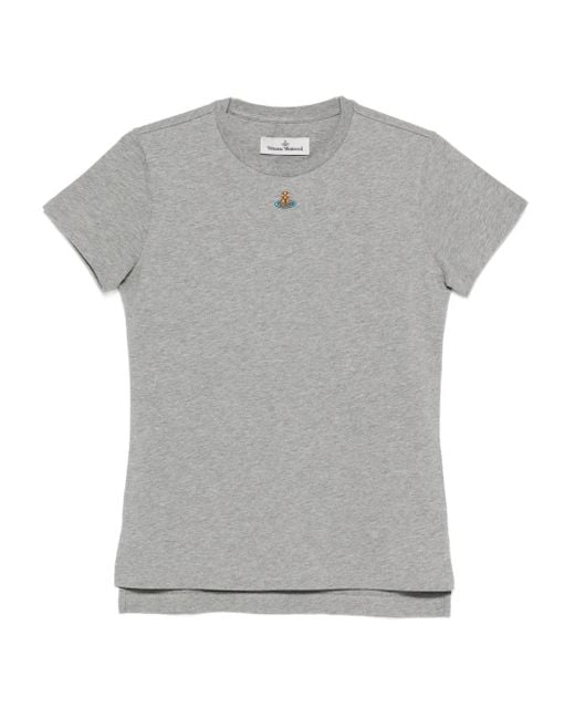Vivienne Westwood Gray T-Shirt mit Orb-Verzierung