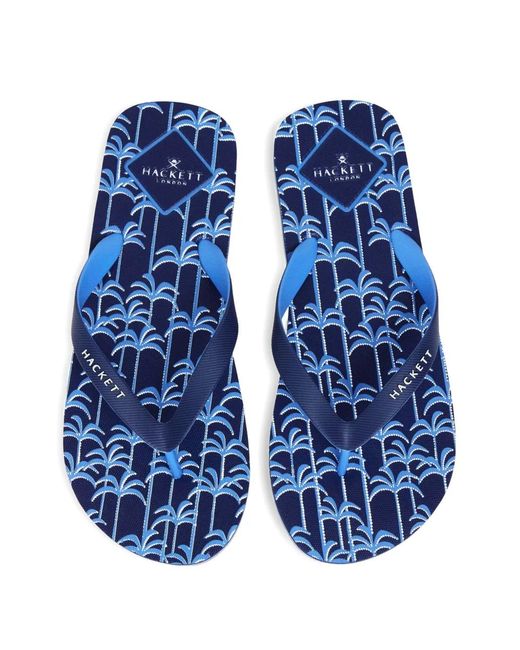 Hackett Blue Capri Gill Palm Tree-Print Flip Flops for men