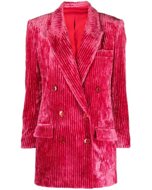 Isabel Marant Red Dita Double-Breasted Corduroy Blazer