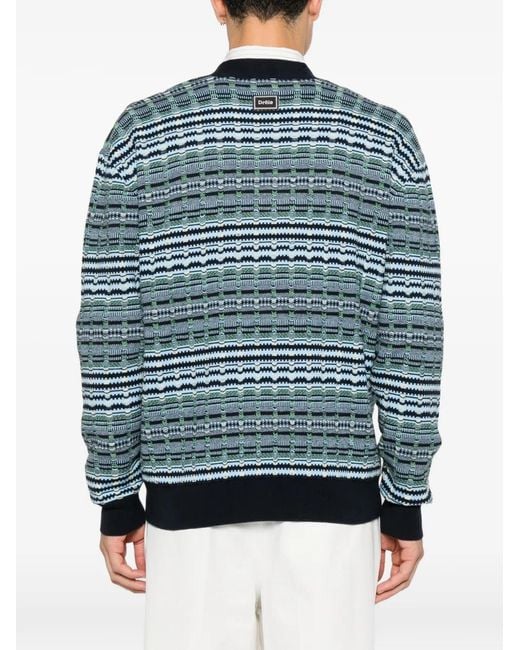 Drole de Monsieur Blue Coogi-Knit Cardigan for men