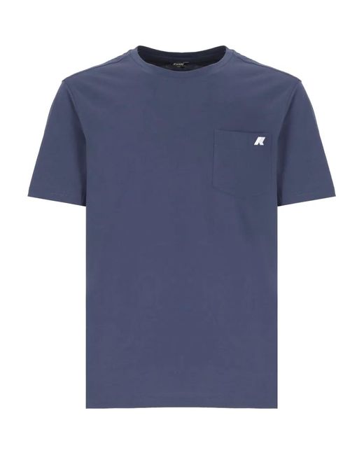 K-Way Blue Pocket Logo T-Shirt for men