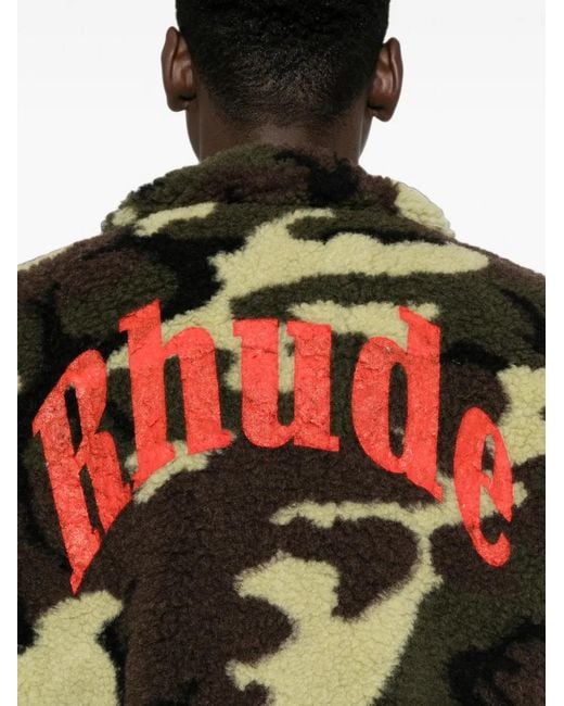 Rhude Black Camouflage-Print Logo-Embroidered Jacket for men