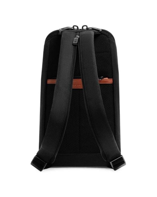 Piquadro Black Logo-Plaque Convertible Messenger Bag for men