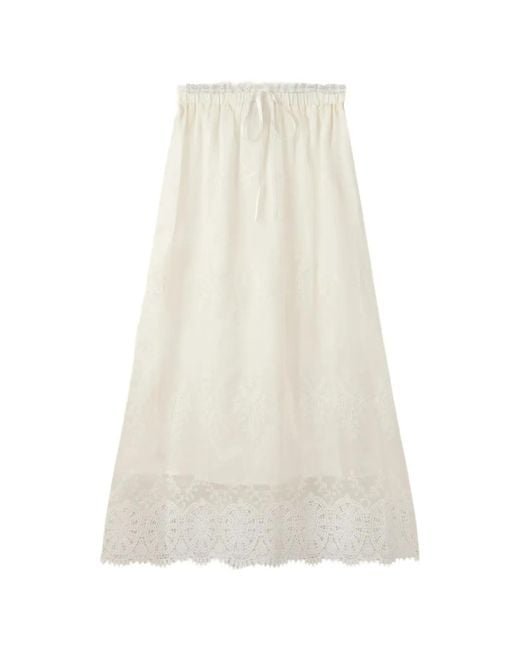 House Of Sunny White Blossom Lace-Trim A-Line Maxi Skirt