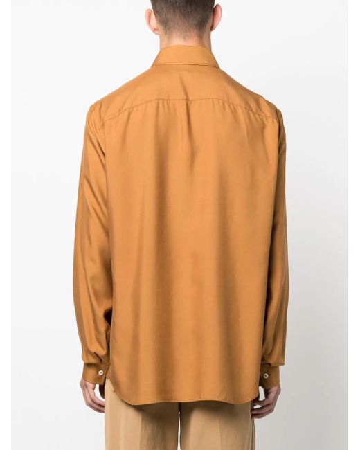 Bally Orange Pointed-Collar Silk Shirt for men