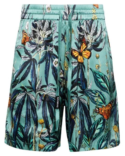 NAHMIAS Green Botanical Silk-Blend Shorts for men