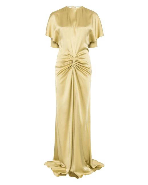 Victoria Beckham Metallic Gathered-Waist Maxi Dress