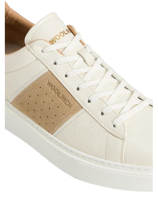 Woolrich White Classic Band Court Panelled Sneakers for men