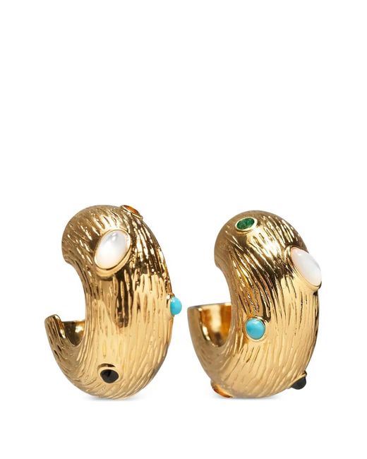 Lizzie Fortunato Metallic Stone-Embellished Hoop Earrings