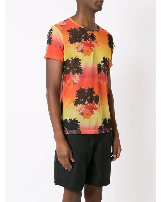 Amir Slama Orange T-Shirt À Imprimé Tropical for men