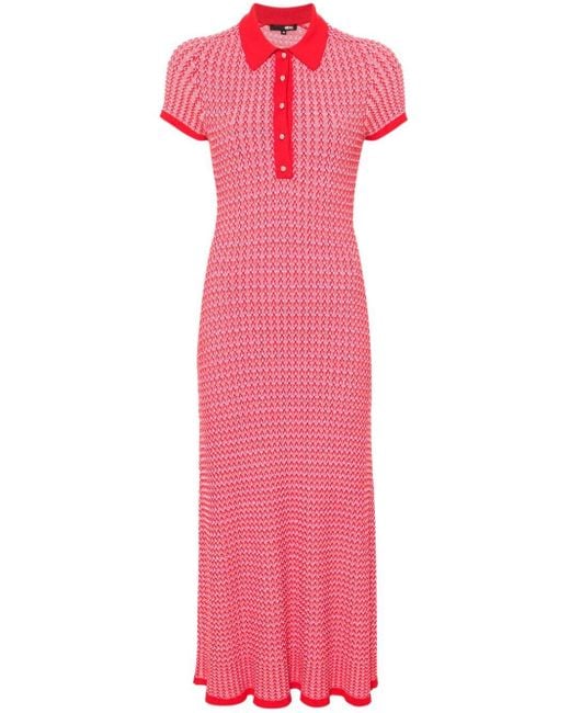 Maje Pink Intarsia-knit Maxi Dress
