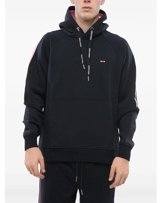 Eden Park Blue Logo-Embroidered Drawstring Hoodie for men