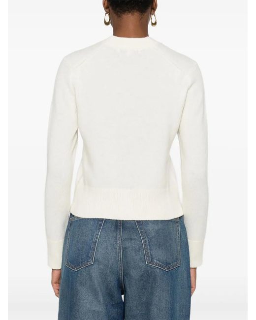 Maison Kitsuné White Baby Fox Lambswool Fitted Cardigan