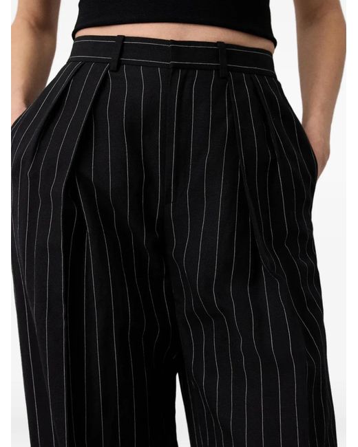 Ralph Lauren Black Striped Pleated Jody Trousers