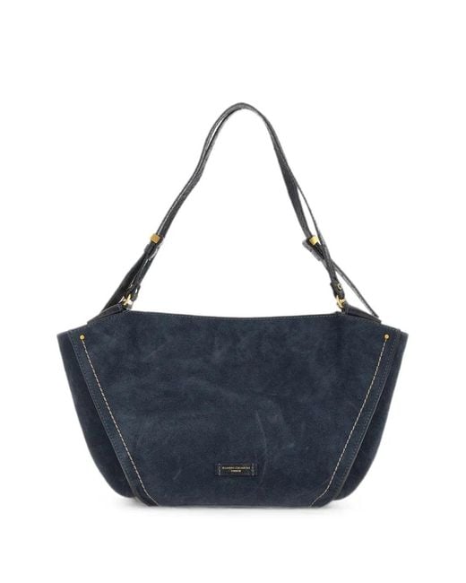 Gianni Chiarini Blue Bloom Suede Shoulder Bag