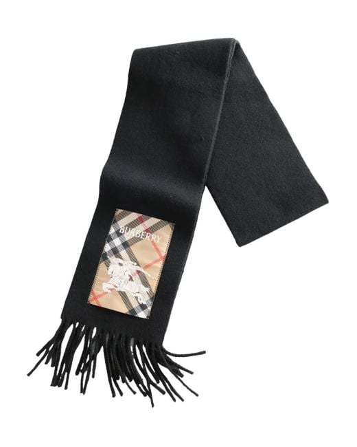 Burberry Black Ekd-Appliqué Fringed Scarf