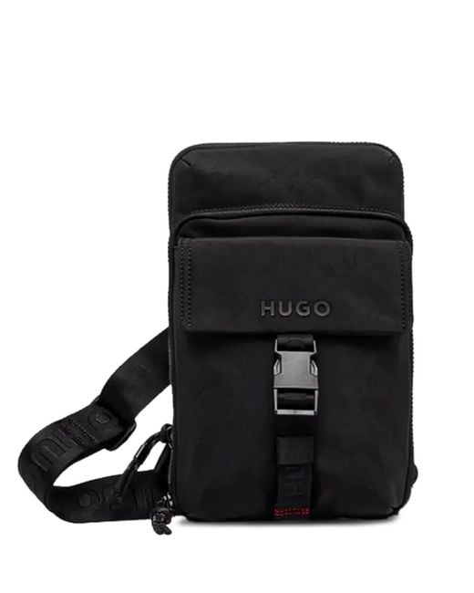 メンズ HUGO バックル メッセンジャーバッグ Black