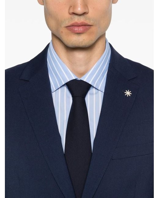 Manuel Ritz Blue Single-Breasted Suit for men