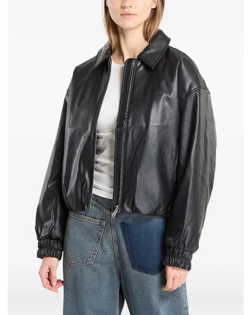Calvin Klein Gray Faux Leather Jacket