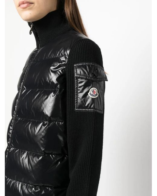 Moncler Black Knit-sleeve Padded Jacket