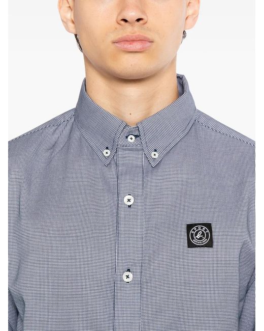 SPORT b. by agnès b. Blue Chemise À Carreaux Ornée D'Un Logo Patché for men